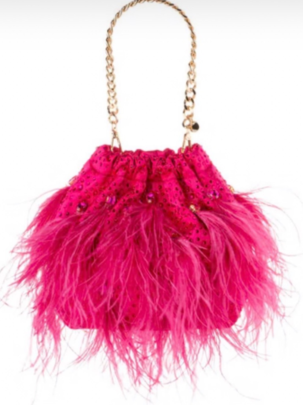 Olga Berg Livvy Fuchsia Feather Pouch NWT
